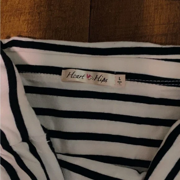 Heart Hips Black and White Striped Jumpsuit - Picture 2 of 2